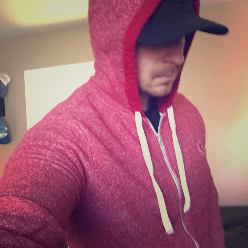 Express red/white zipper-hoodie - size Large